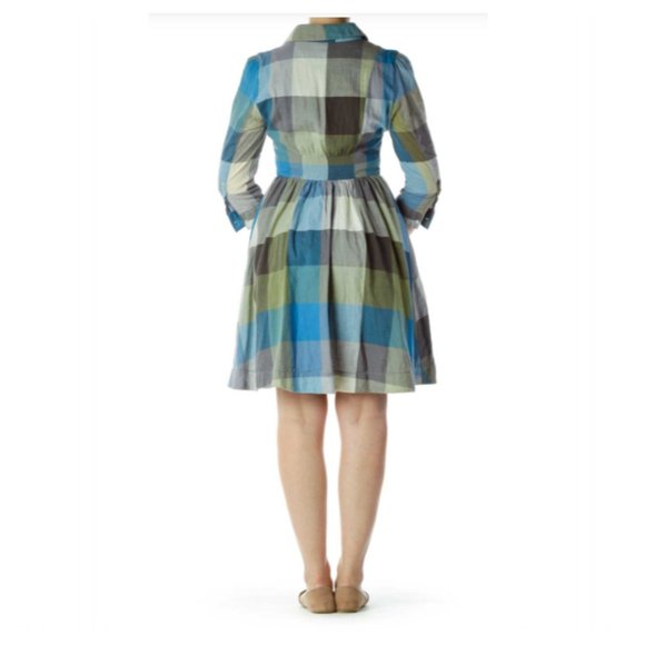 Moulinette Soeurs Reed Blue Green Gingham Dress - Picture 5 of 9